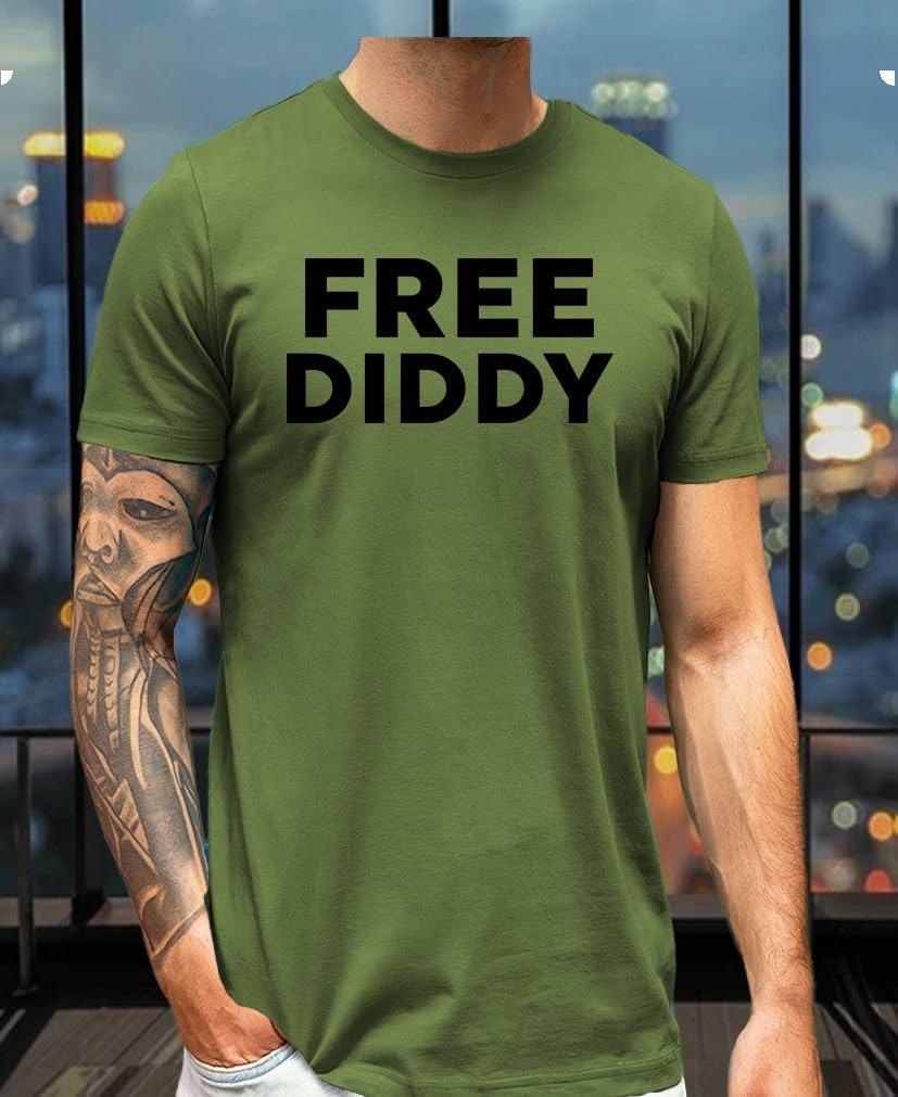 Free Diddy — Military Green T-Shirt — existing lifestyle 1