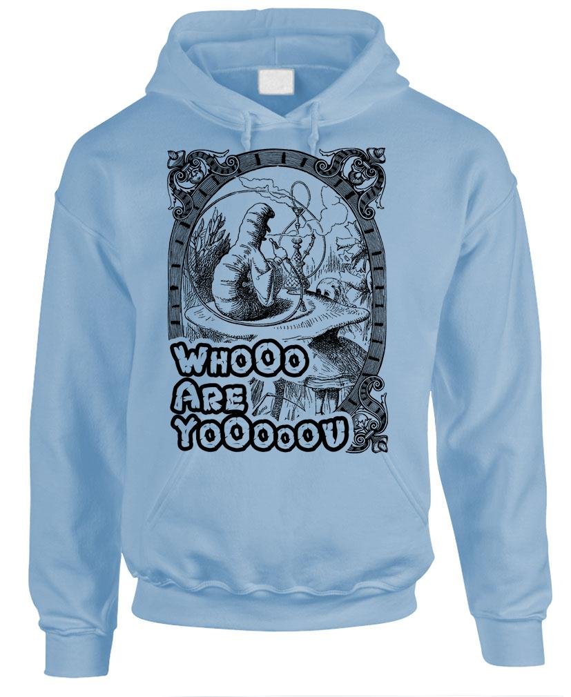 Who Are You Caterpillar — Lt Blue Hoodie — front