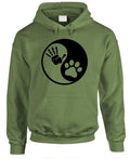 Dog Yin Yang — Military Green Hoodie — front