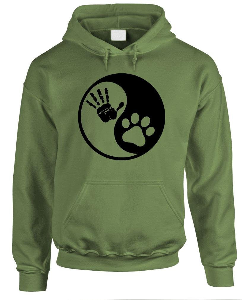 Dog Yin Yang — Military Green Hoodie — front