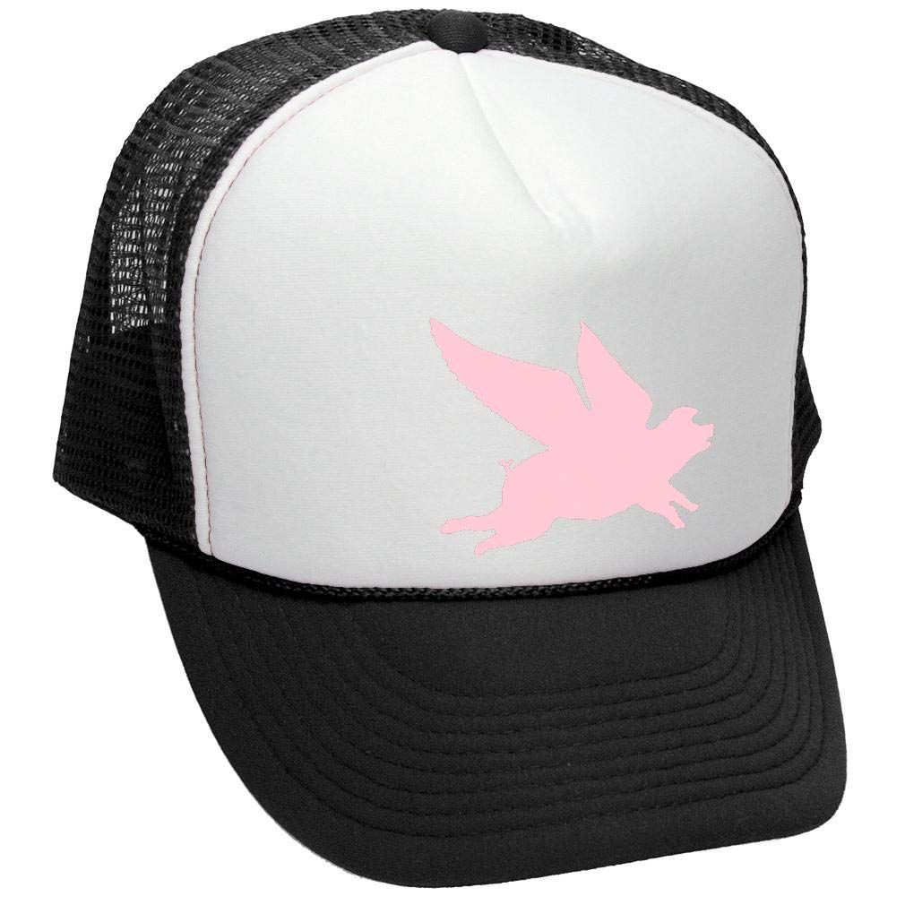Flying Pig — Black Trucker Hat — front