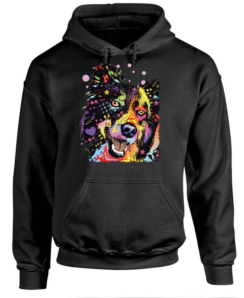Border Collie — Black Hoodie — front