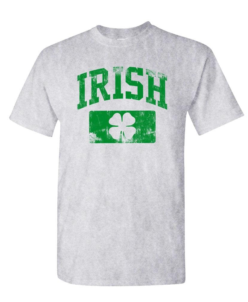Irish Shamrock Distressed Green — Sport Gray T-Shirt — front