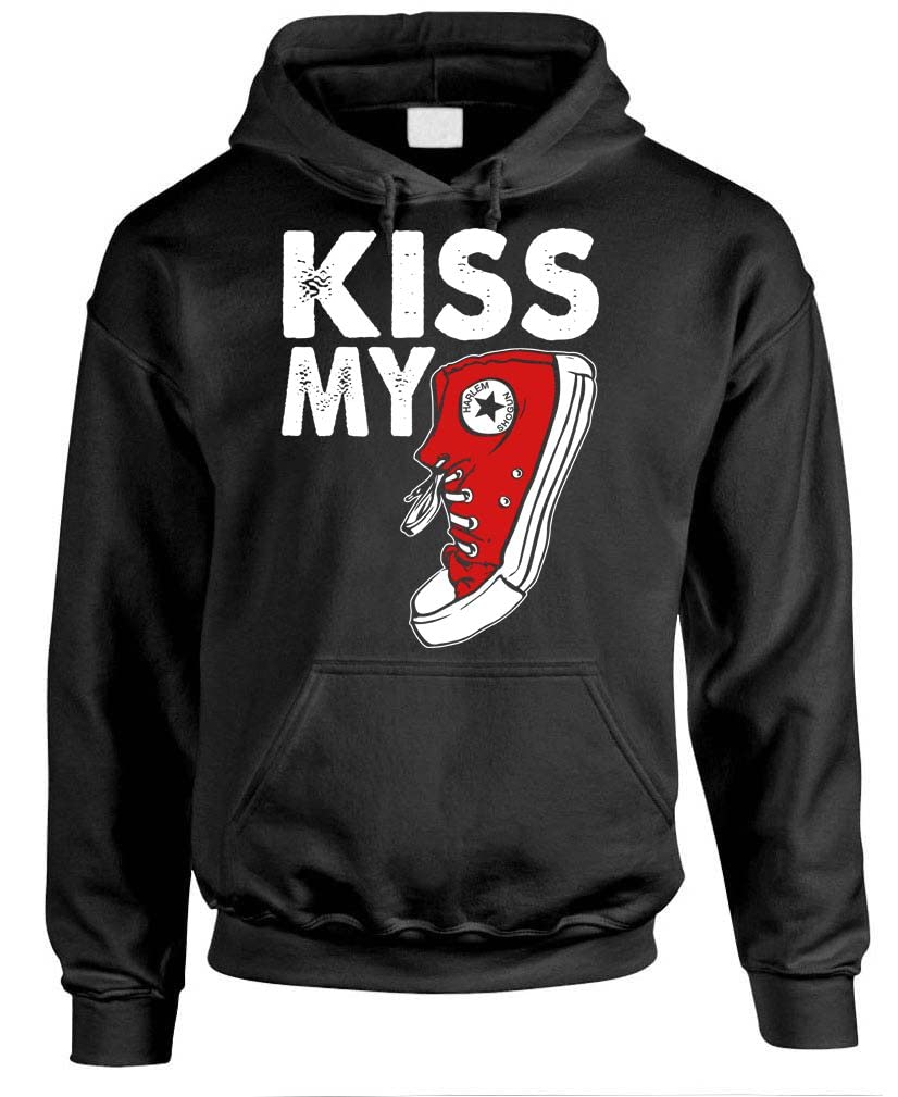 Kiss My Sneaker — Black Hoodie — front
