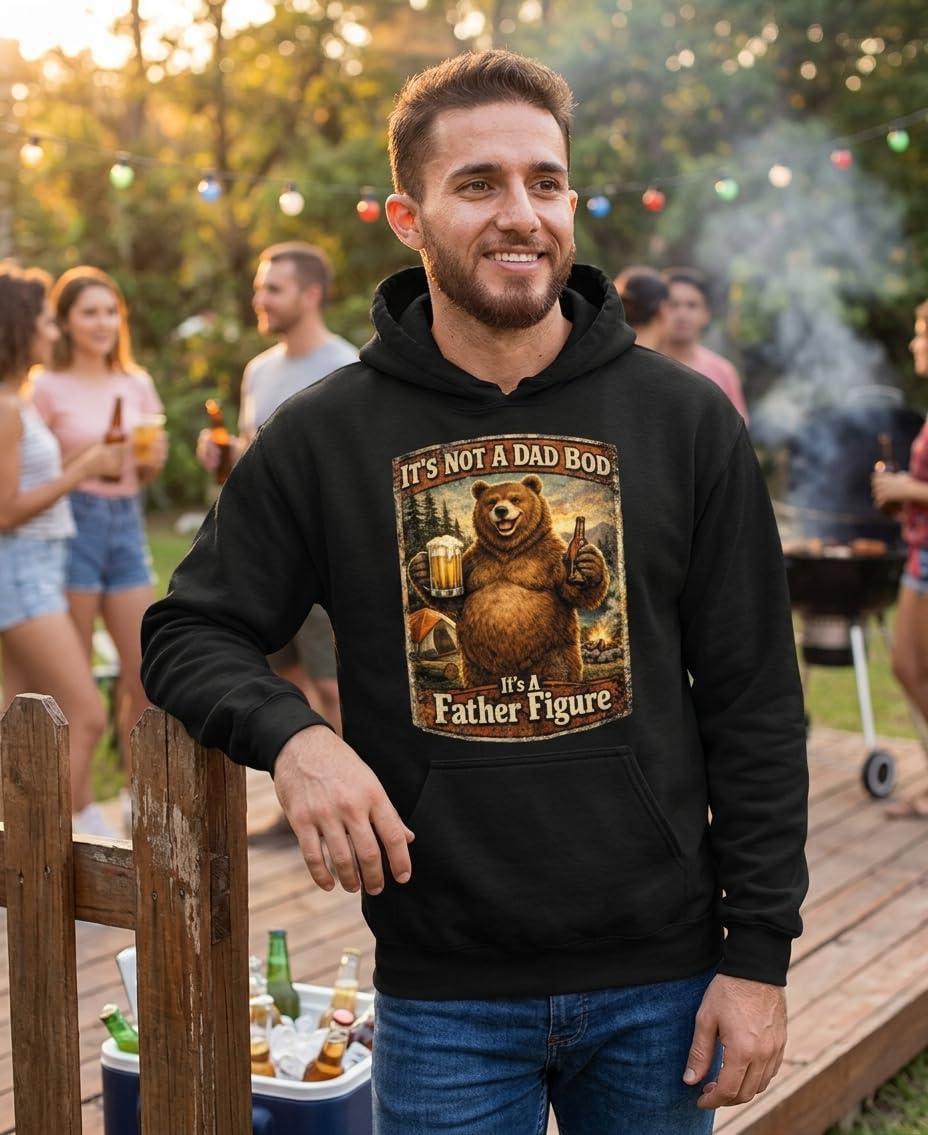Dad Bod Father Figure — Black Hoodie — lifestyle 2
