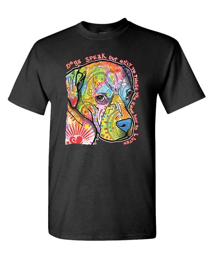 Dogs Speak to Those Who Listen — Black T-Shirt — front