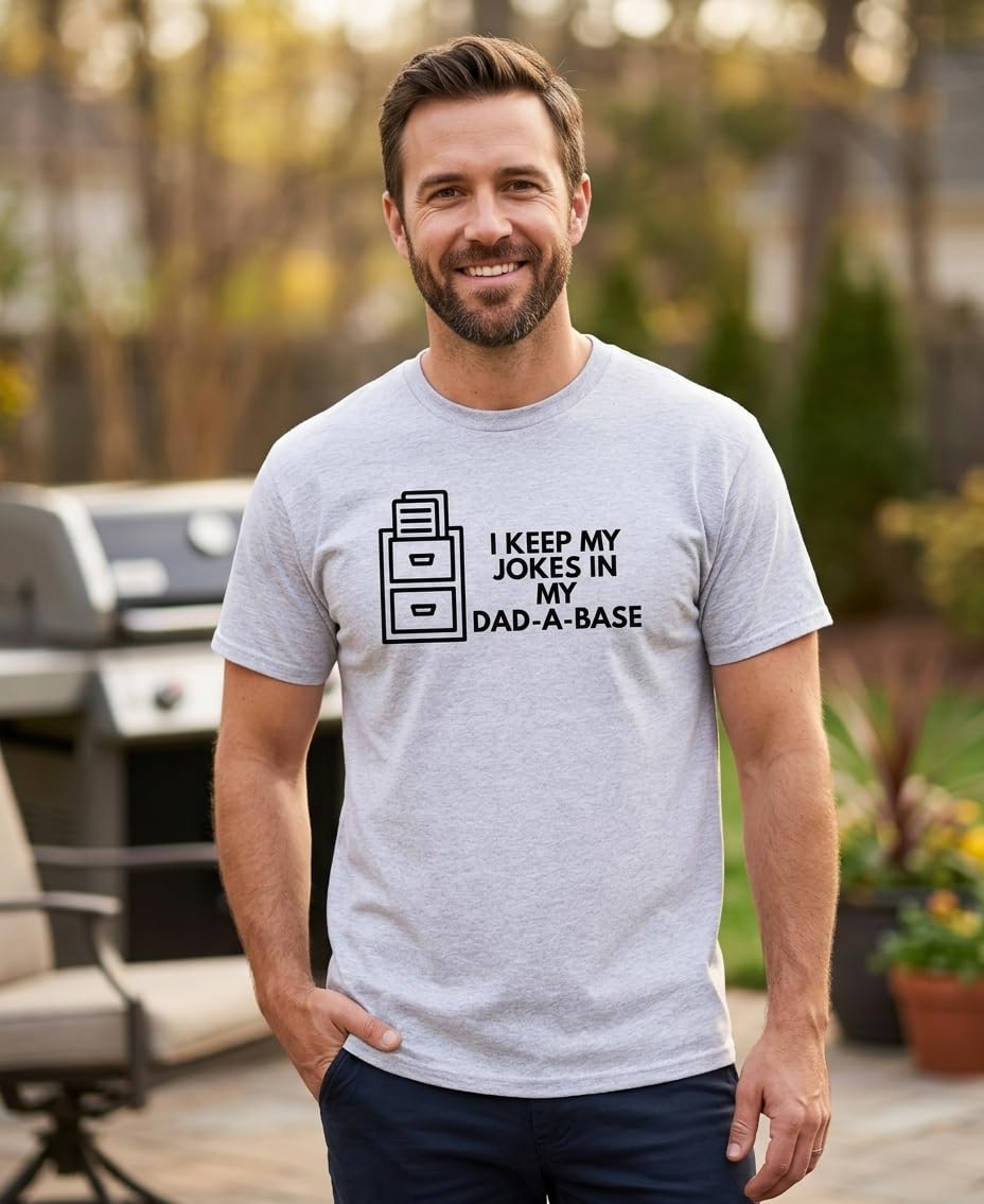 I Keep My Jokes in My Dad-A-Base — Sport Grey T-Shirt — lifestyle 1