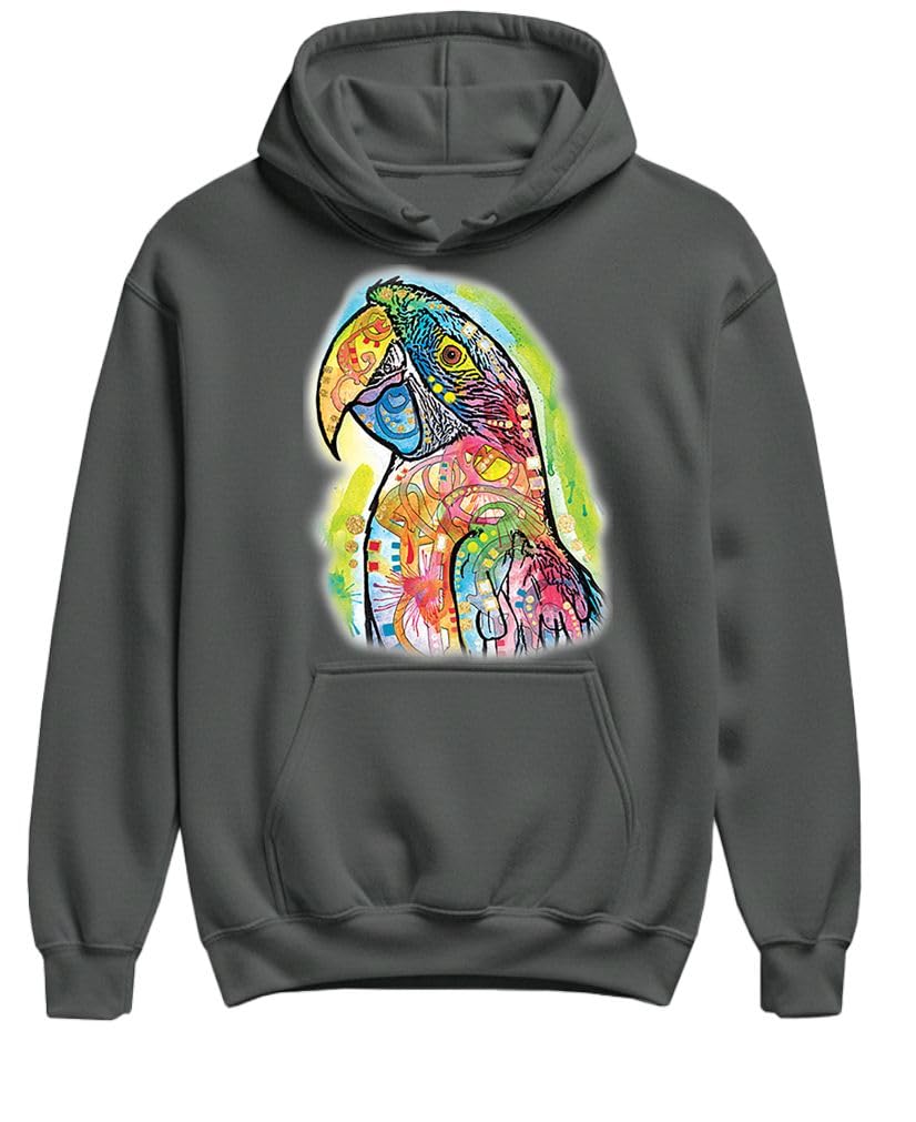 Colorful Macaw — Charcoal Hoodie — front