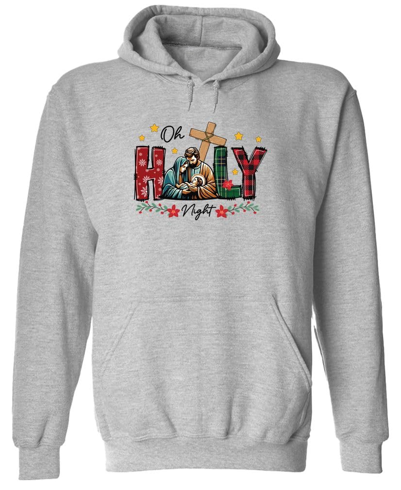 Oh Holy Night Nativity — Sport Gray Hoodie — front
