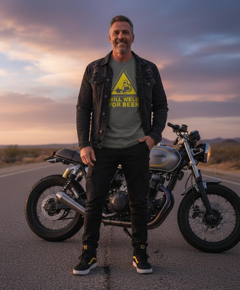 Will Weld for Beer — Charcoal T-Shirt — lifestyle 1