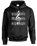 Music Notes Treble Clef — Black Hoodie — front