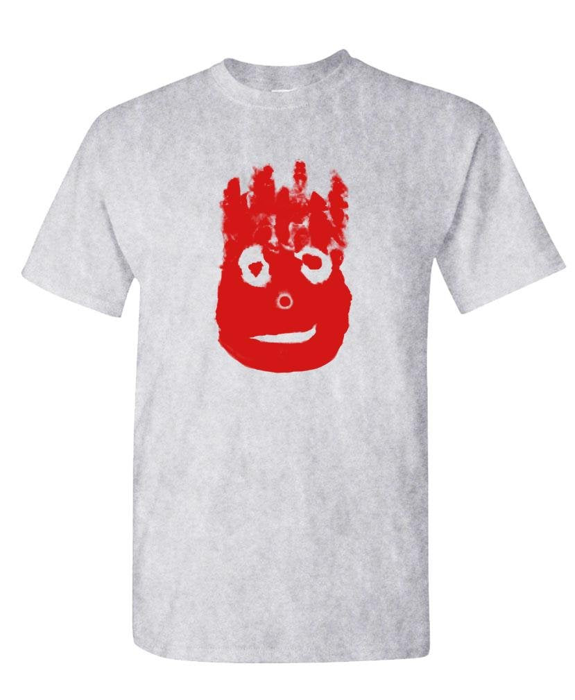 Red Handprint Face — Sport Gray T-Shirt — front