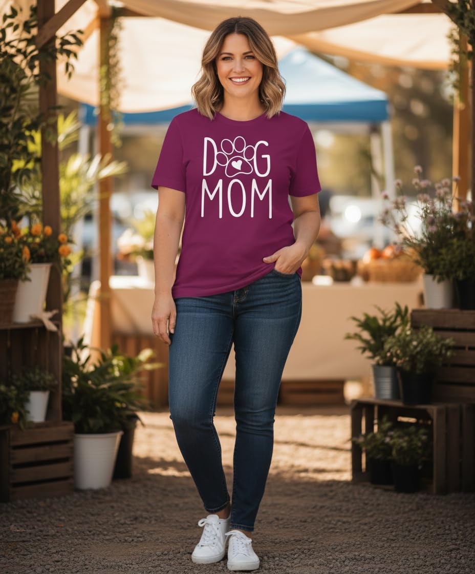 Dog Mom — Berry T-Shirt — lifestyle 1