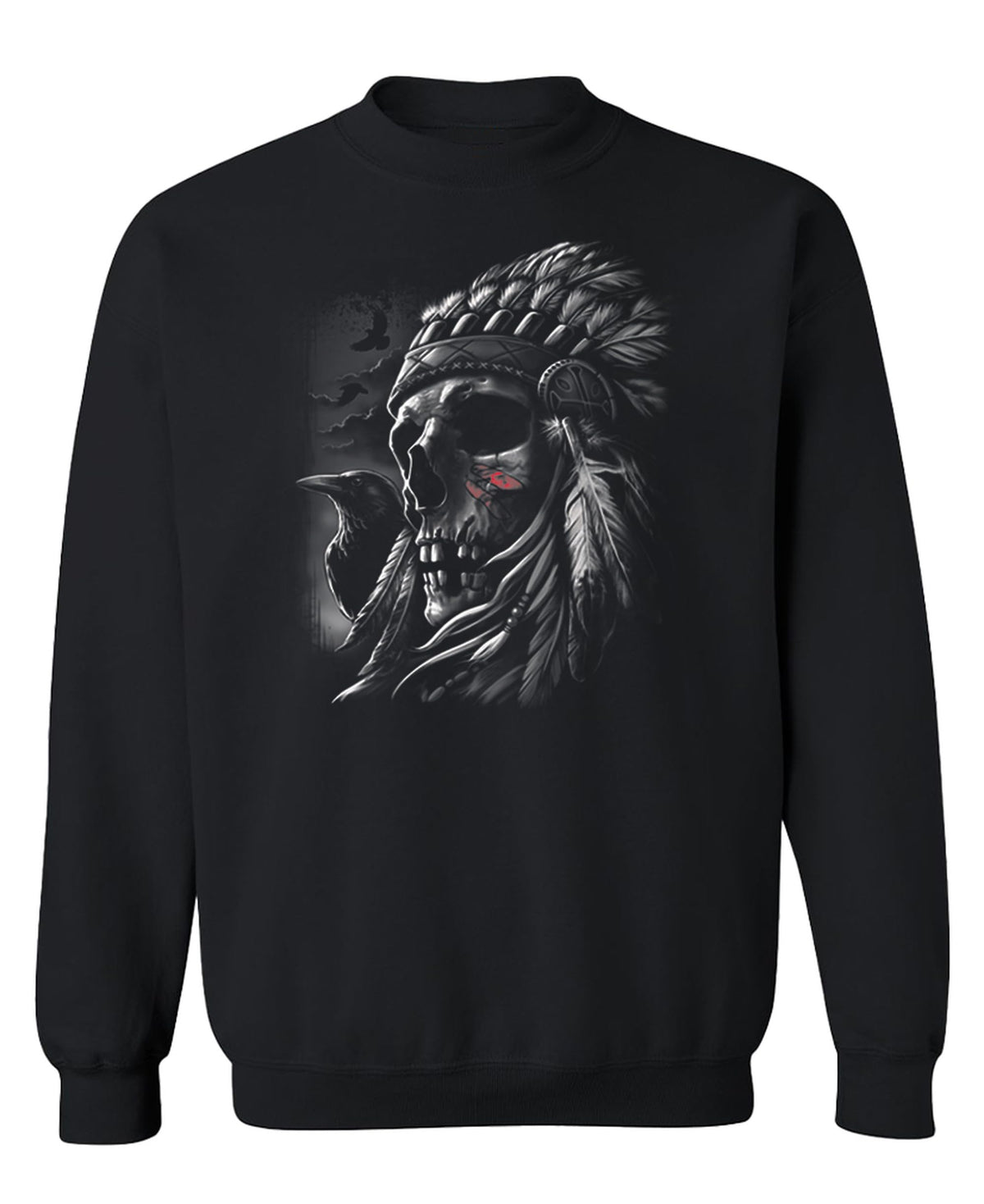 Eagle and Feathered Skull — Black Sweatshirt — front