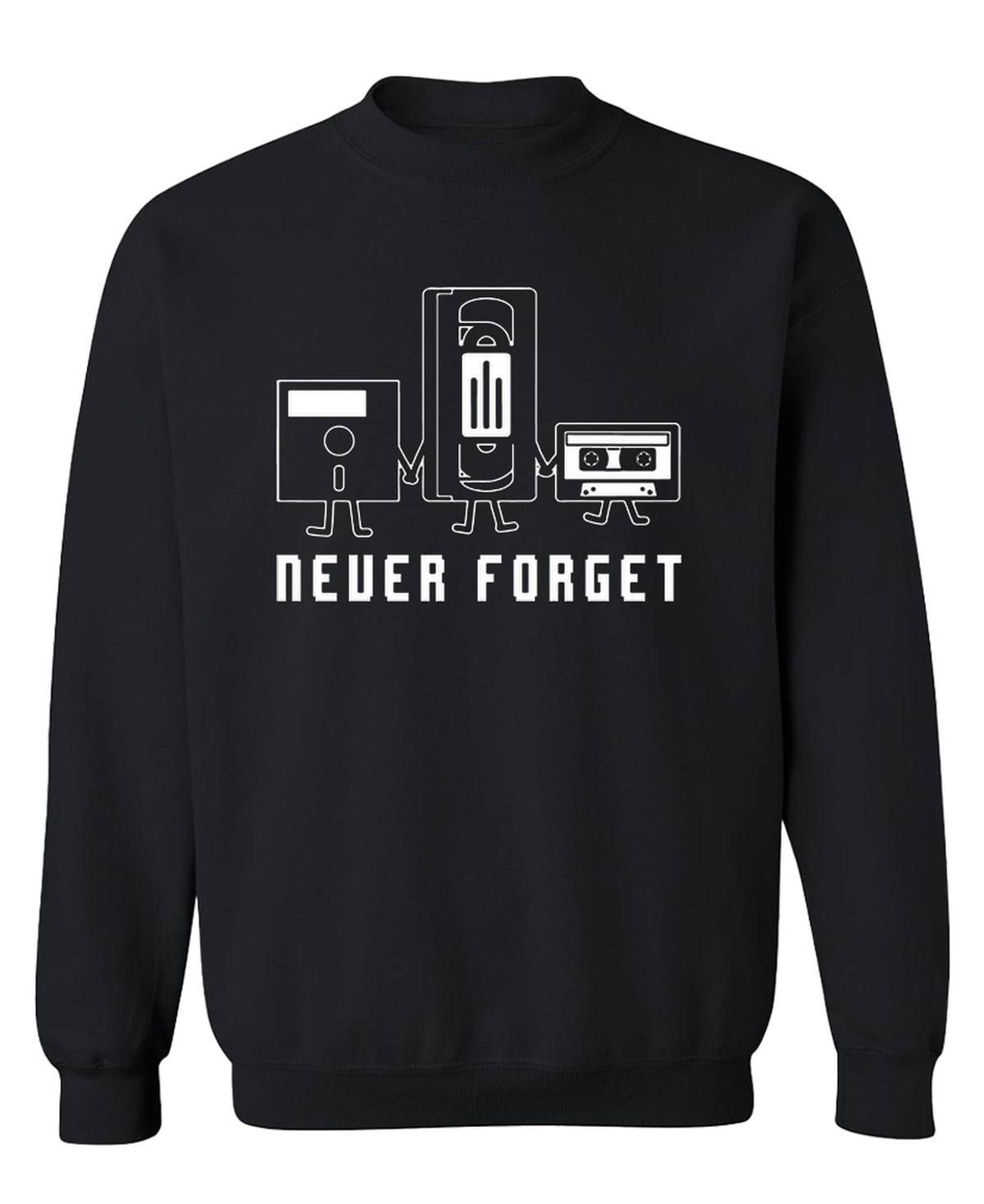 Never Forget Retro Media — Black Sweatshirt — front