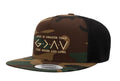 God Is Greater Than the Highs and Lows — God is Greater - Camo and Black - Flat Bill Embroidered Trucker Hat — front