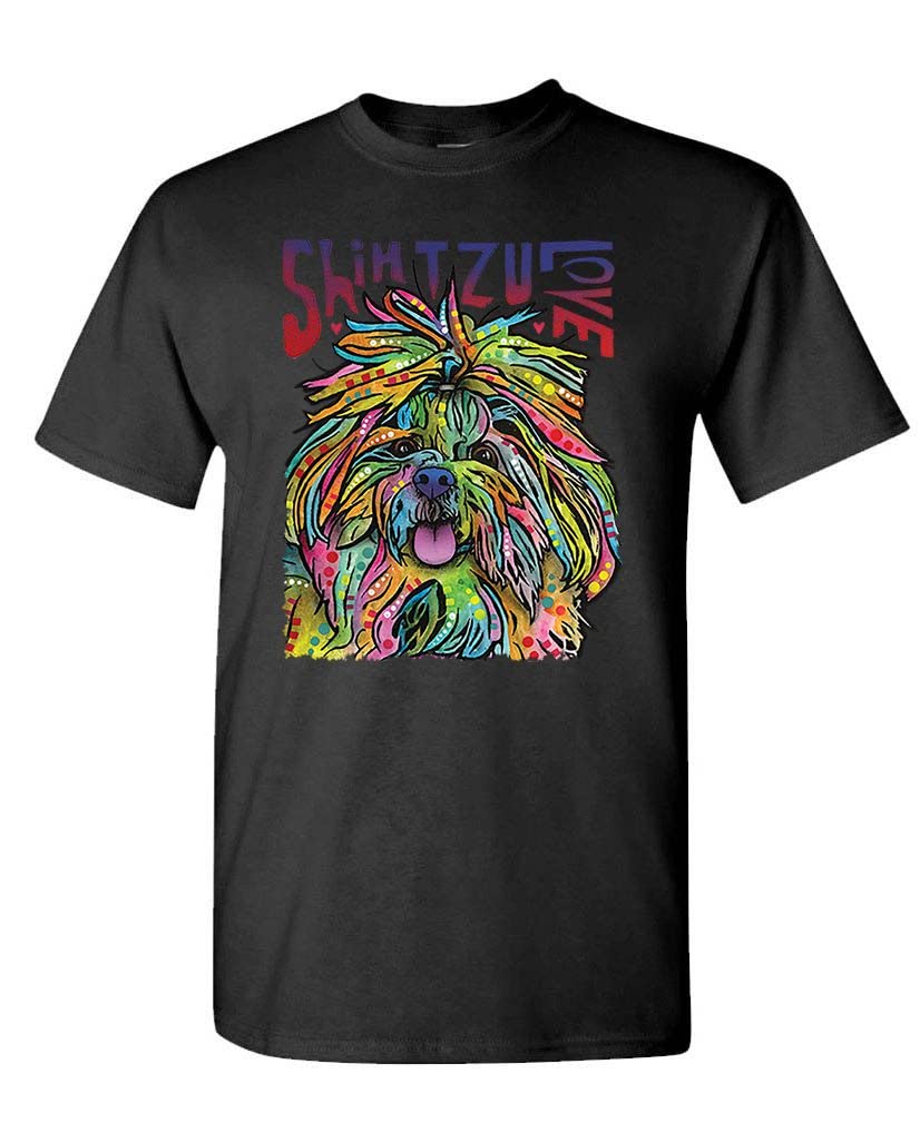 Shih Tzu Luv — Black T-Shirt — front