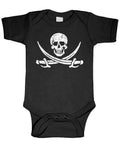 Jolly Roger Pirate — Black Infant Bodysuit — front