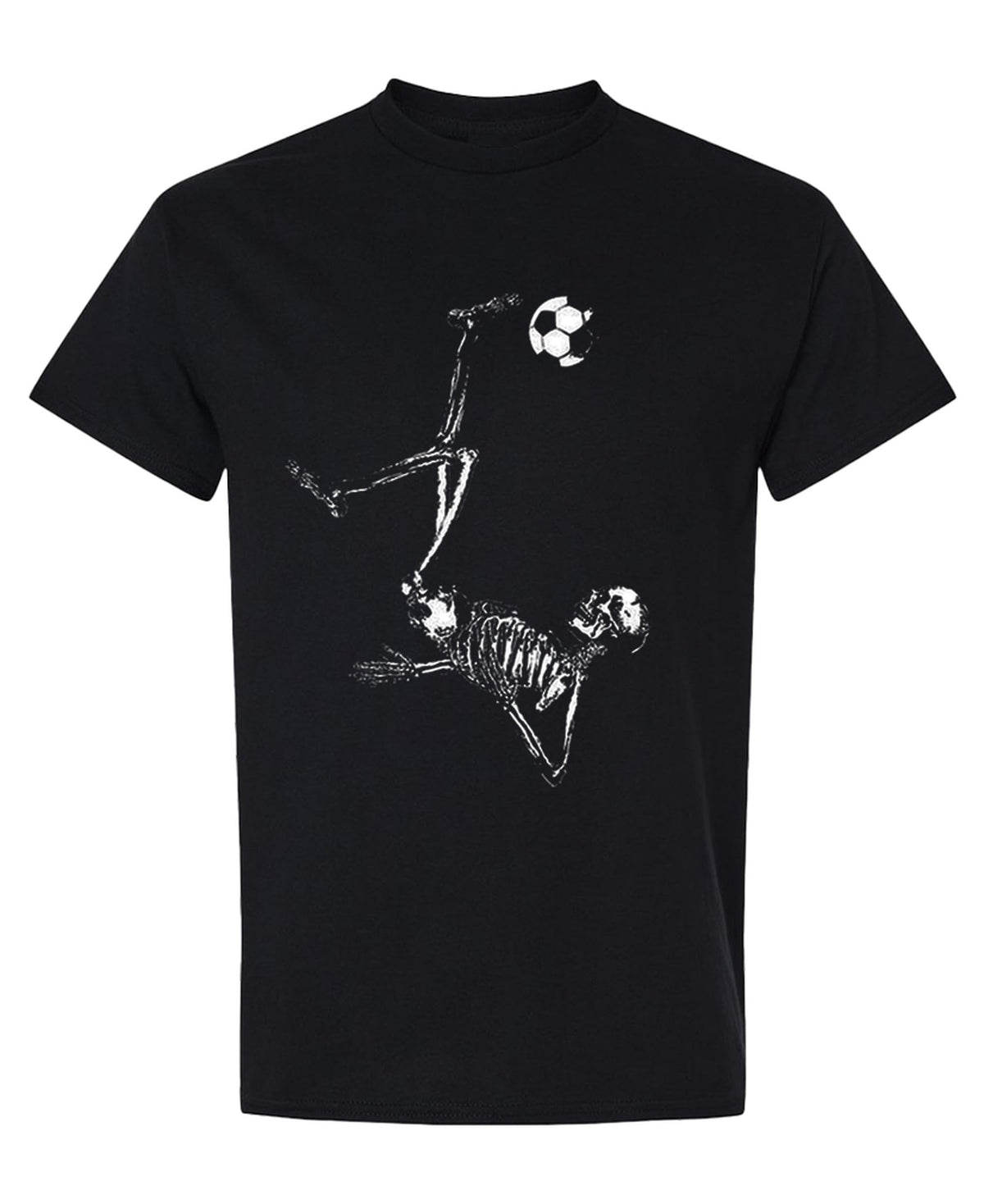 Soccer Skeleton — Black T-Shirt — front