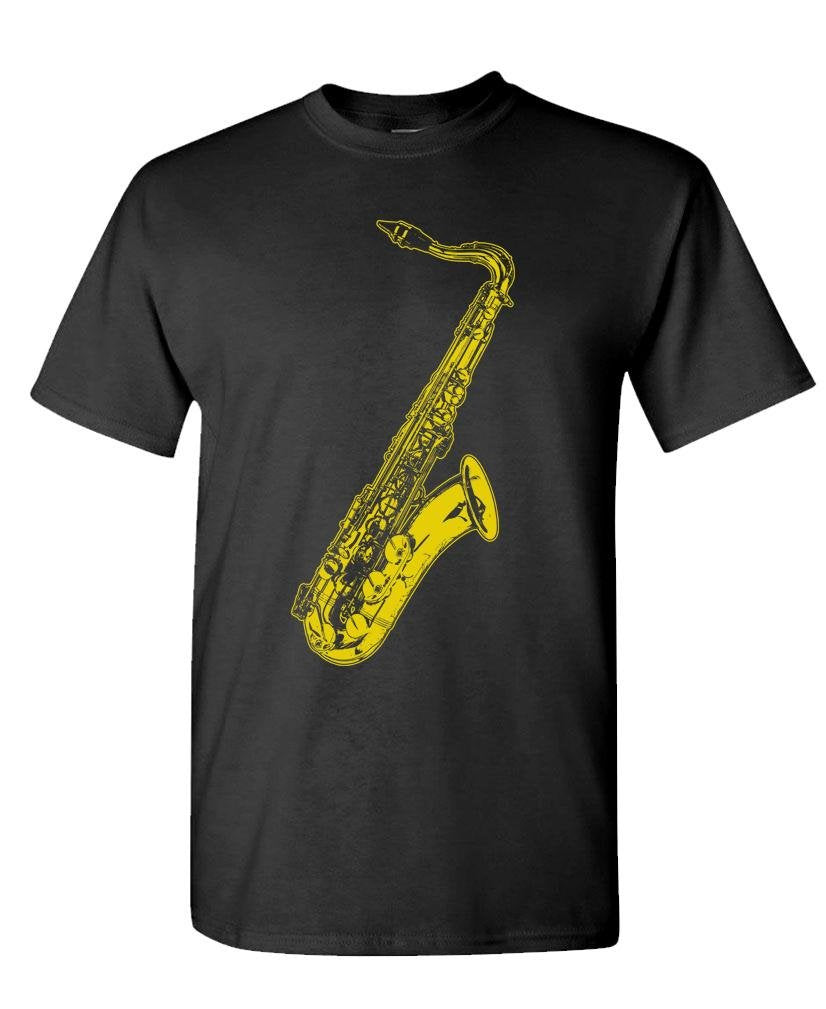 Golden Saxophone — Black T-Shirt — front
