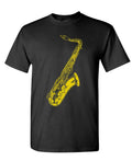 Golden Saxophone — Black T-Shirt — front