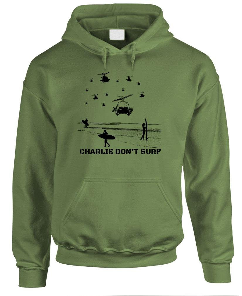 Charlie Don't Surf — Military Green Hoodie — front