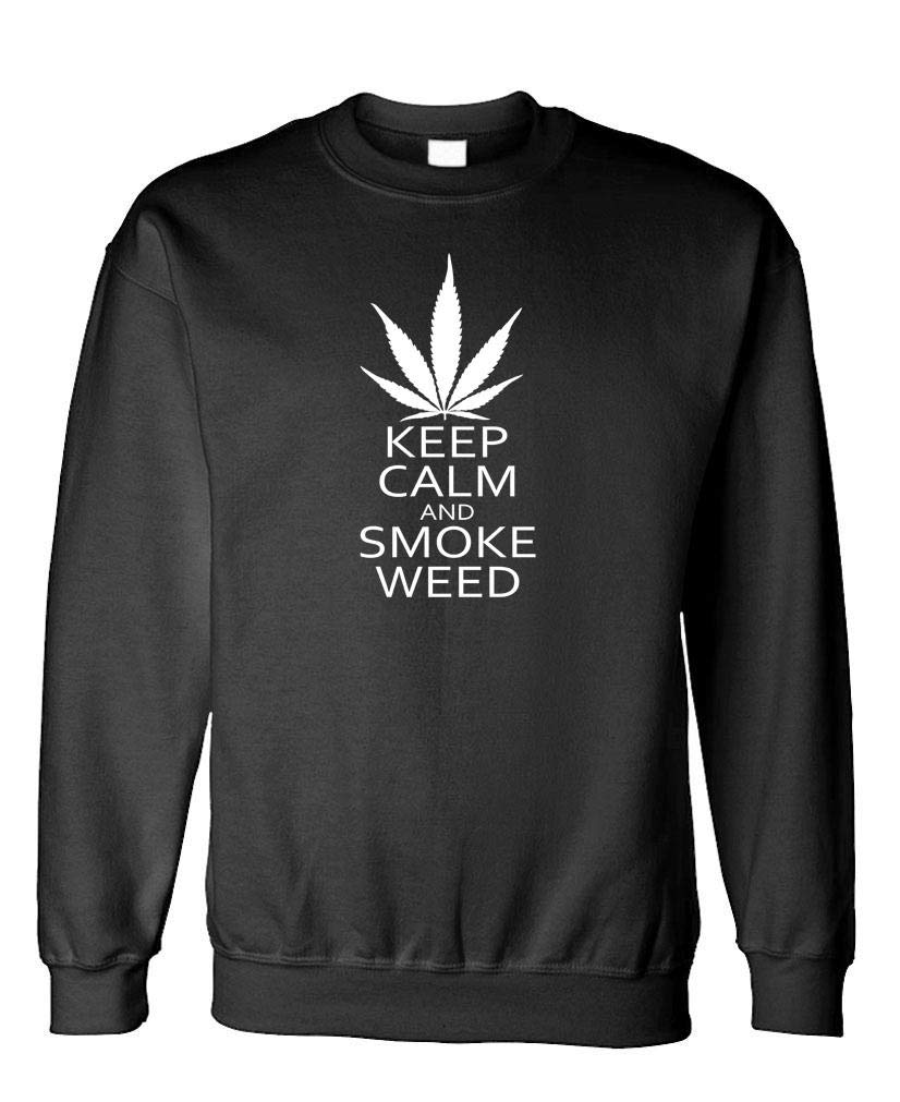 Keep Calm and Smoke Weed Graphic — Black Sweatshirt — front