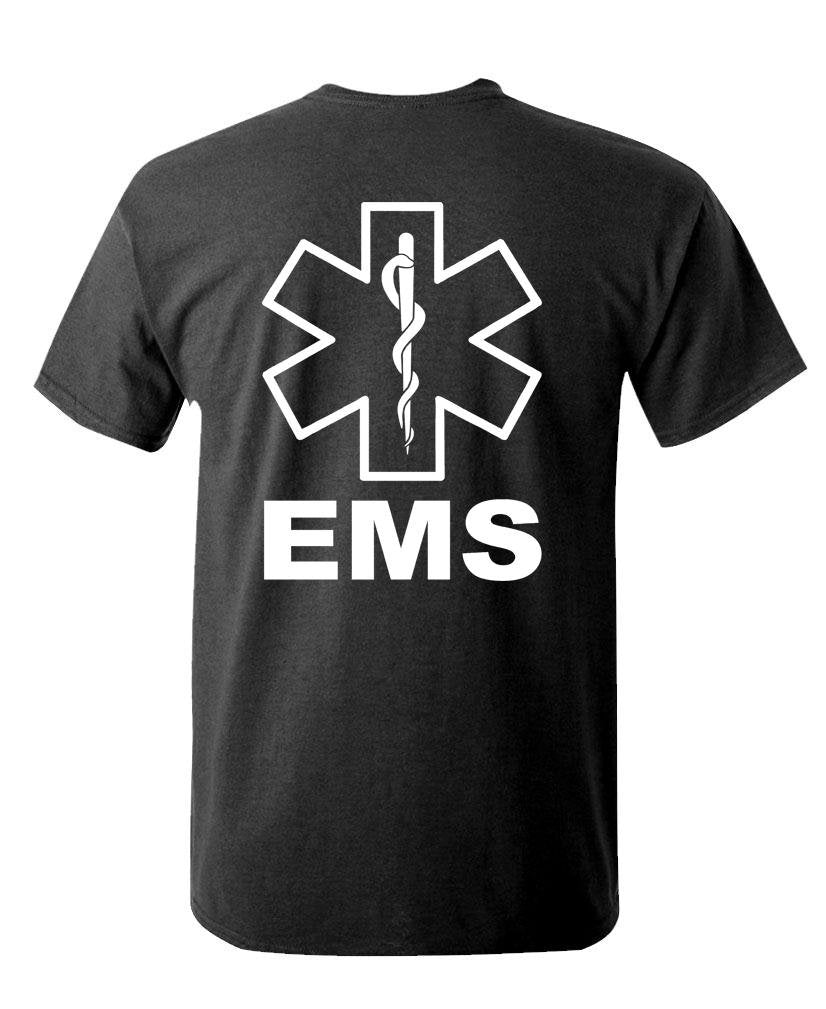EMS Star of Life — Black T-Shirt — back 1