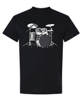 Drum Kit Illustration — Black T-Shirt — front