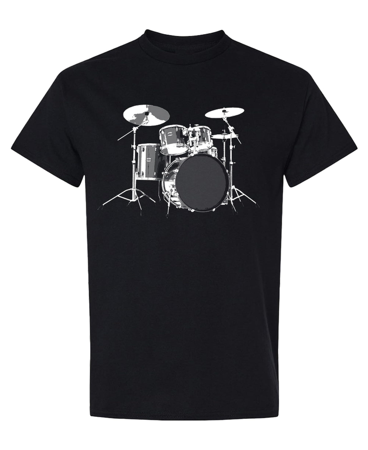Drum Kit Illustration — Black T-Shirt — front