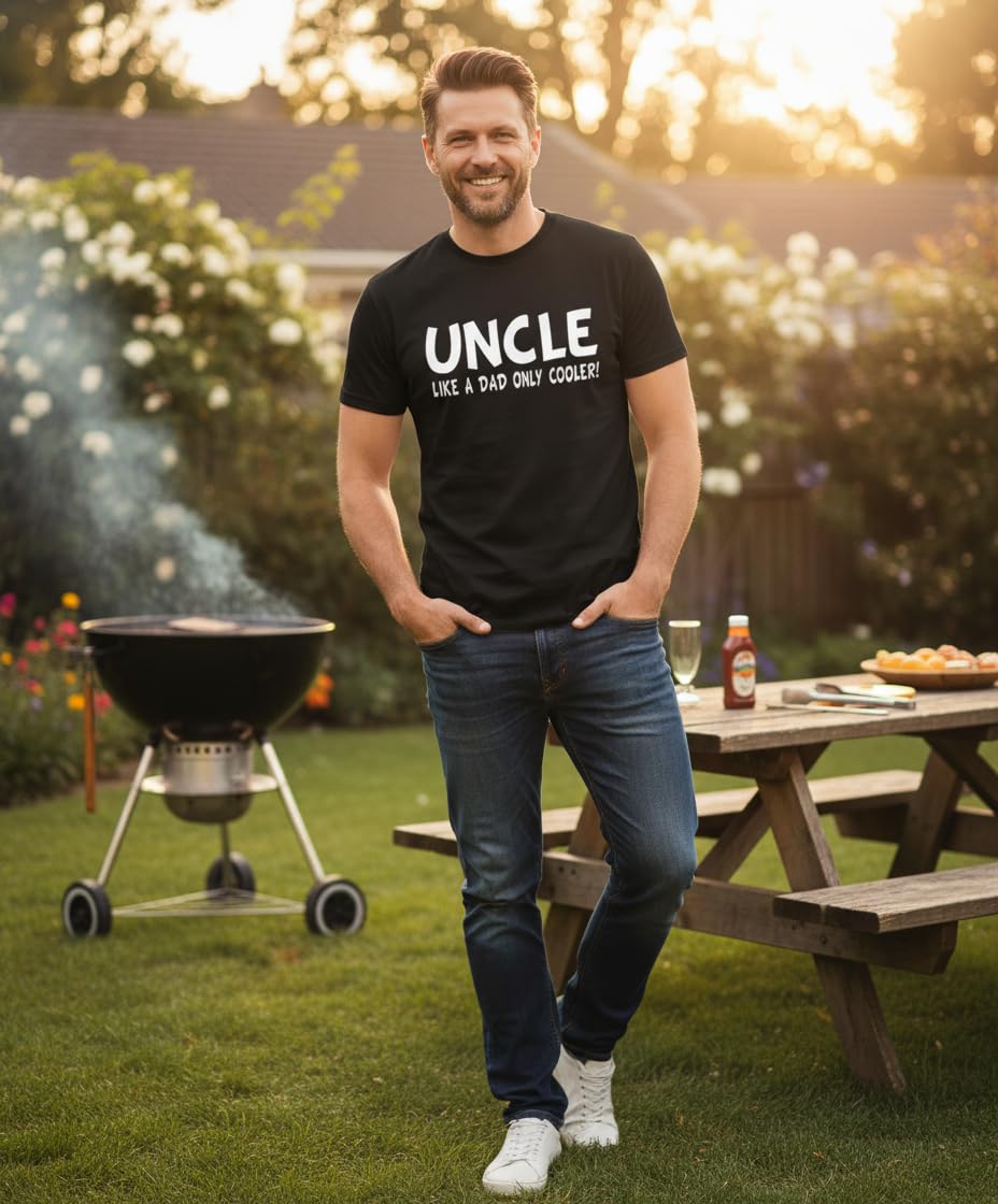 Uncle — Like a Dad Only Cooler — Black T-Shirt — lifestyle 1