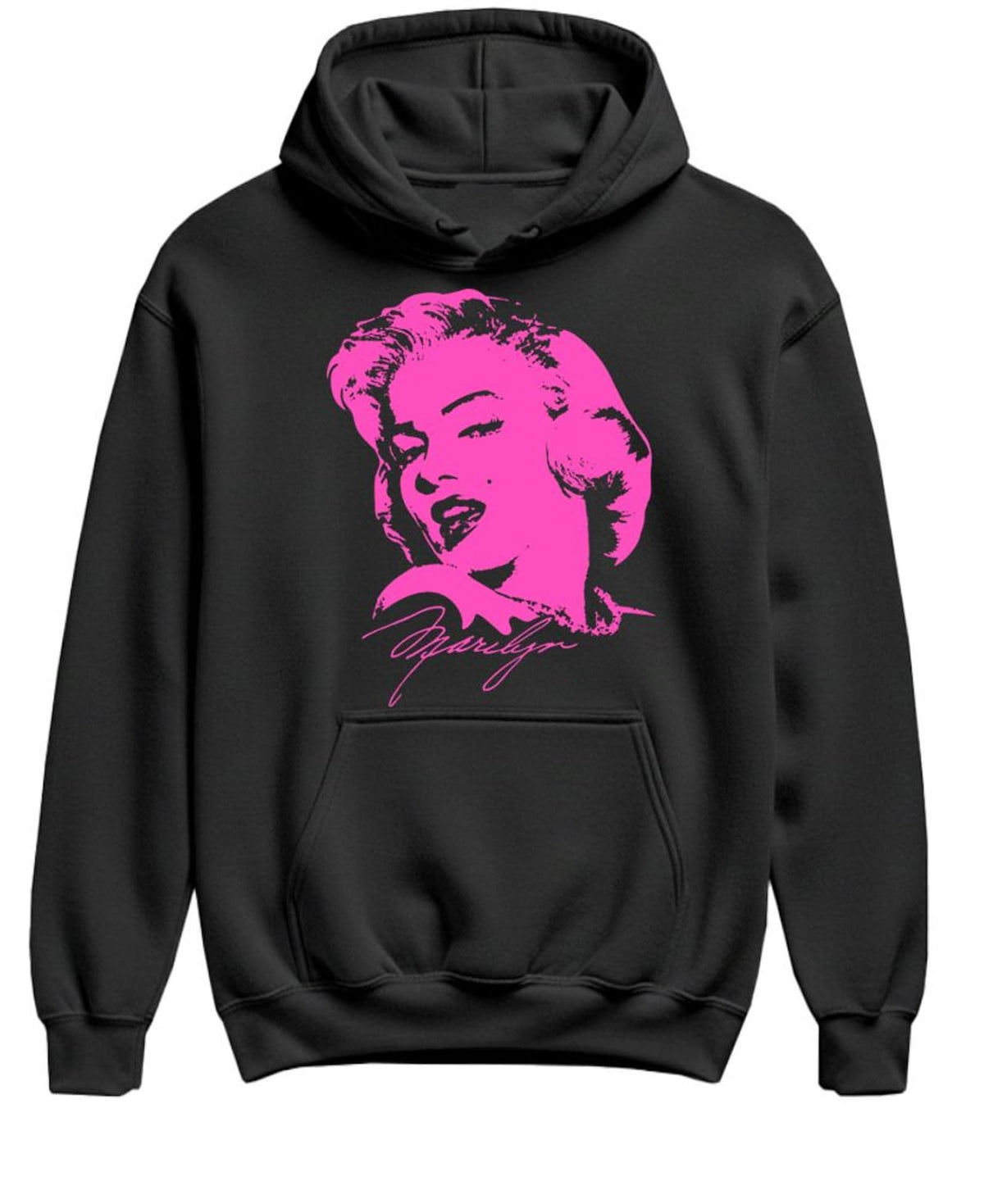 Pink Hollywood Portrait — Black Hoodie — front