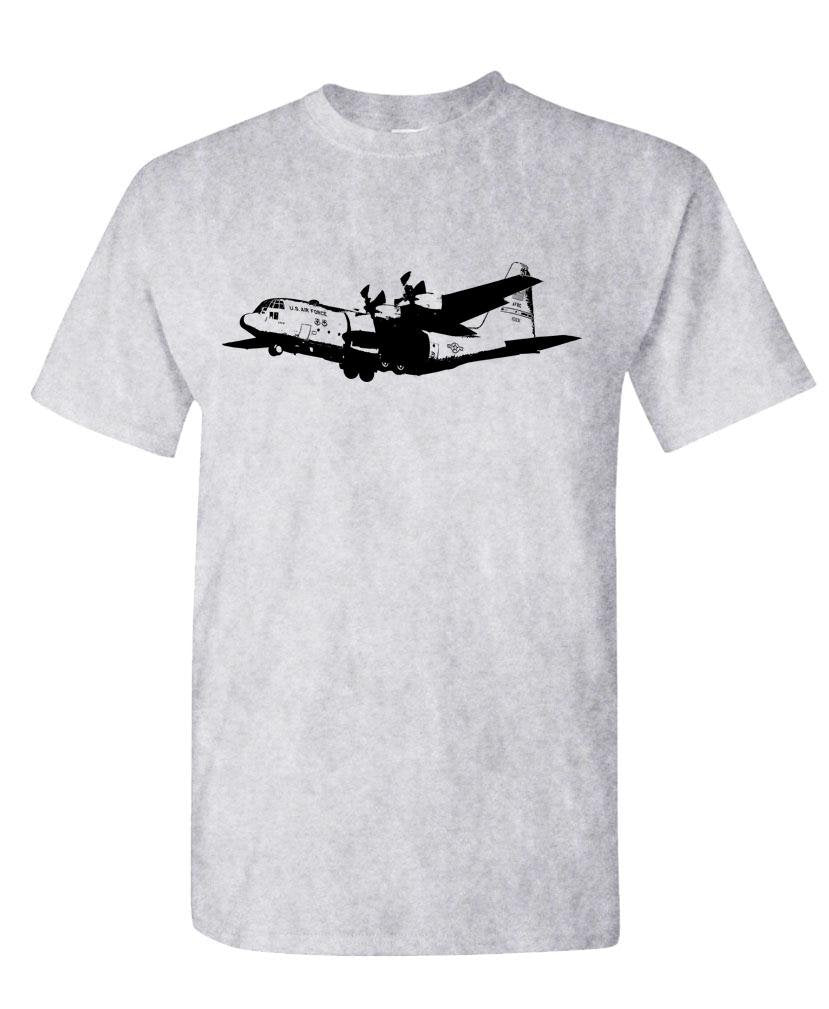 C-130 Aircraft Silhouette — Sport Gray T-Shirt — front