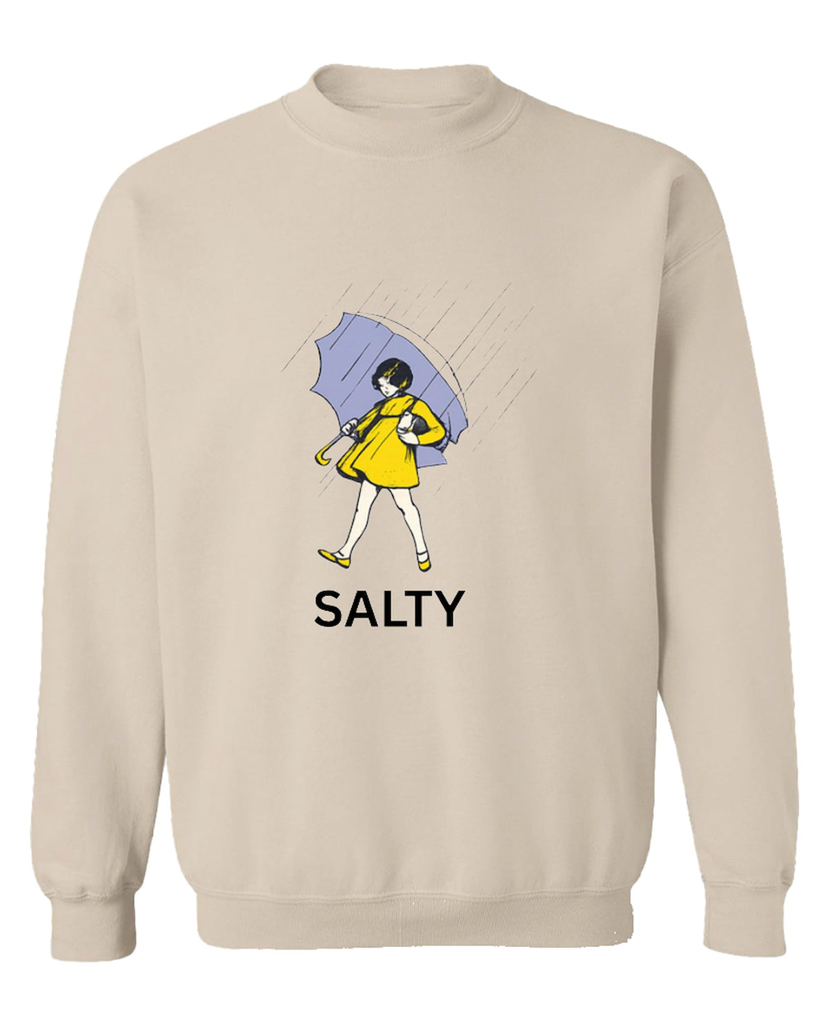 Salty Parody Tee Funny Novelty Graphic — Sand Sweatshirt — front