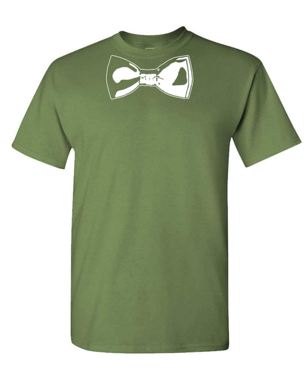 Printed Bow Tie — Military Green T-Shirt — front