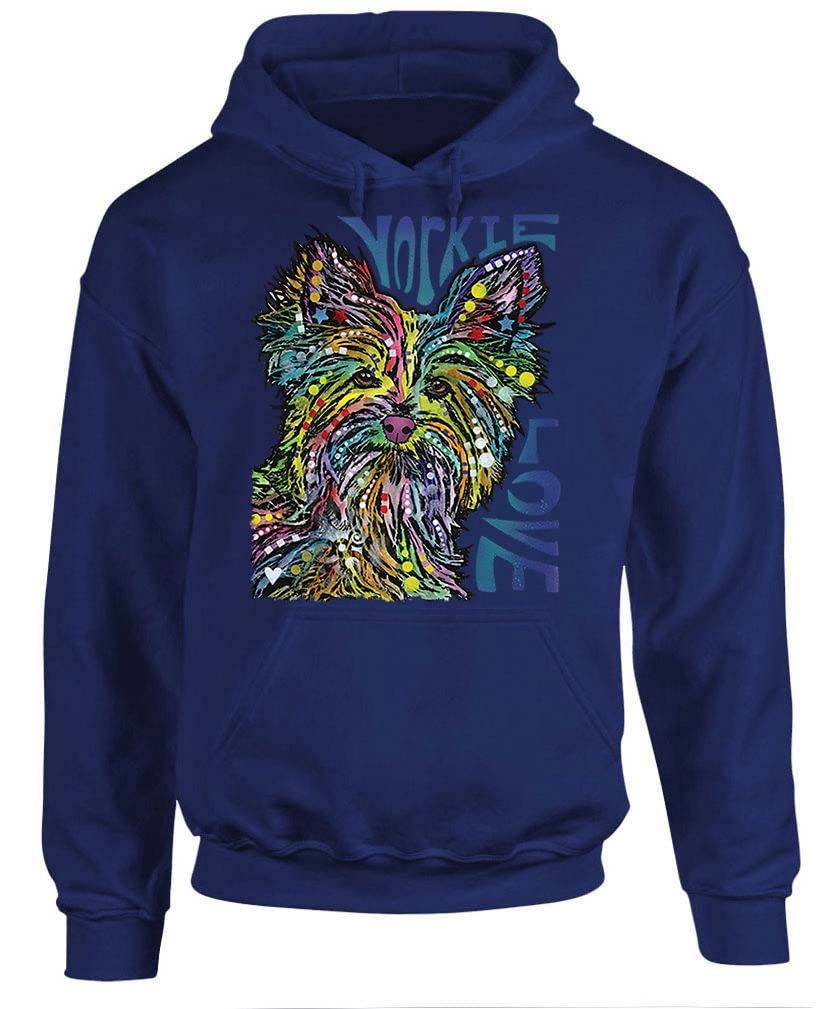 Yorkie Luv — Navy Hoodie — front