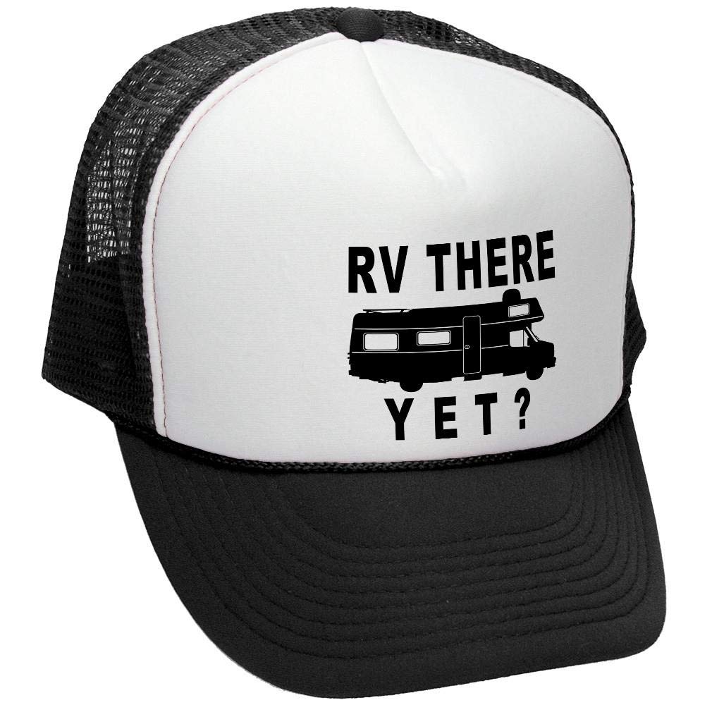 RV There Yet — Black Trucker Hat — front