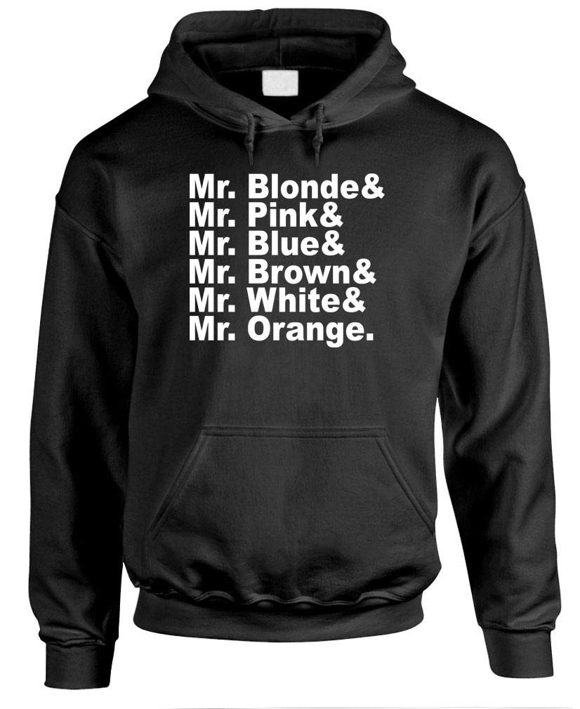 Mr Blonde Pink Blue Brown White Orange Names — Black Hoodie — front