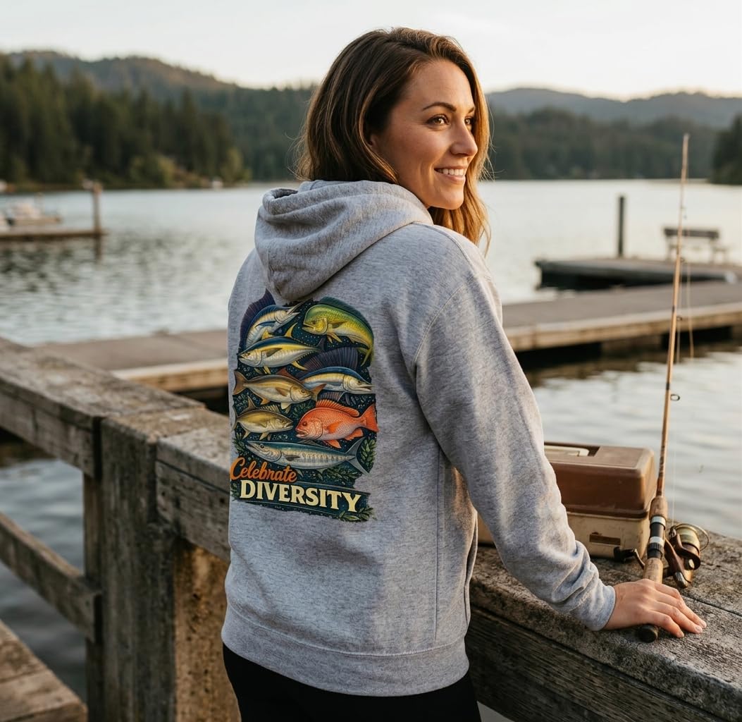 Saltwater Fishing — Sport Gray Hoodie — back 1