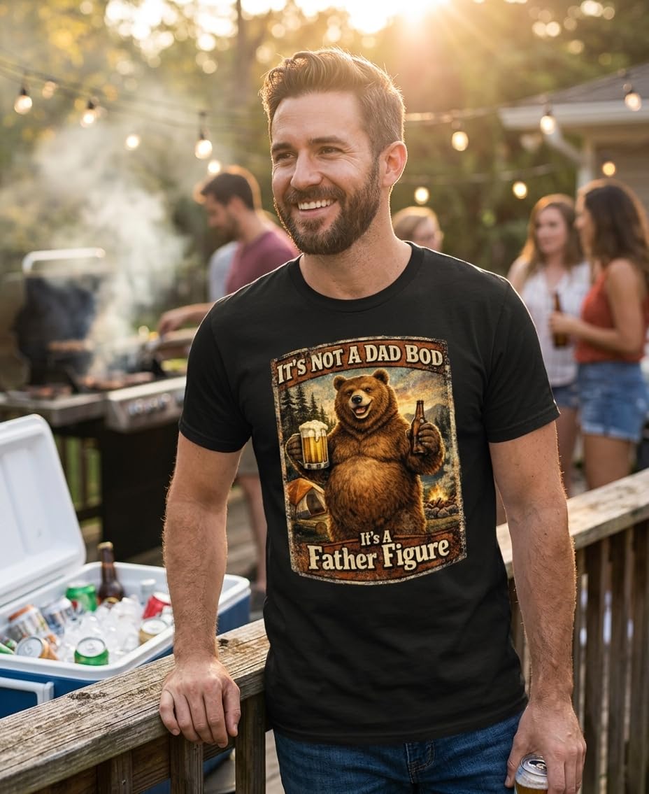 Dad Bod Father Figure — Black T-Shirt — lifestyle 2