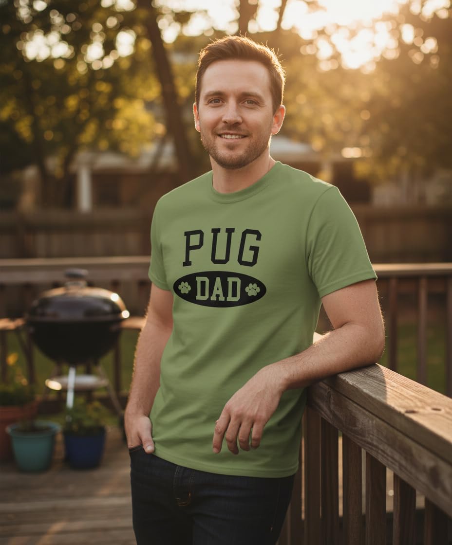 Pug Dad — Military Green T-Shirt — lifestyle 2