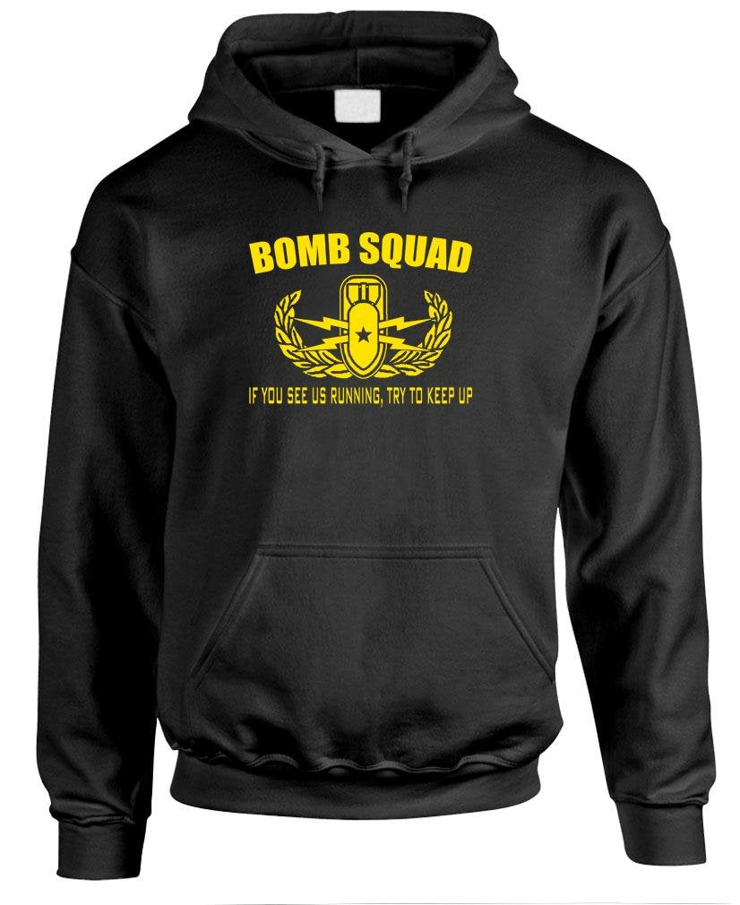 Bomb Squad Running Joke — Black Hoodie — front