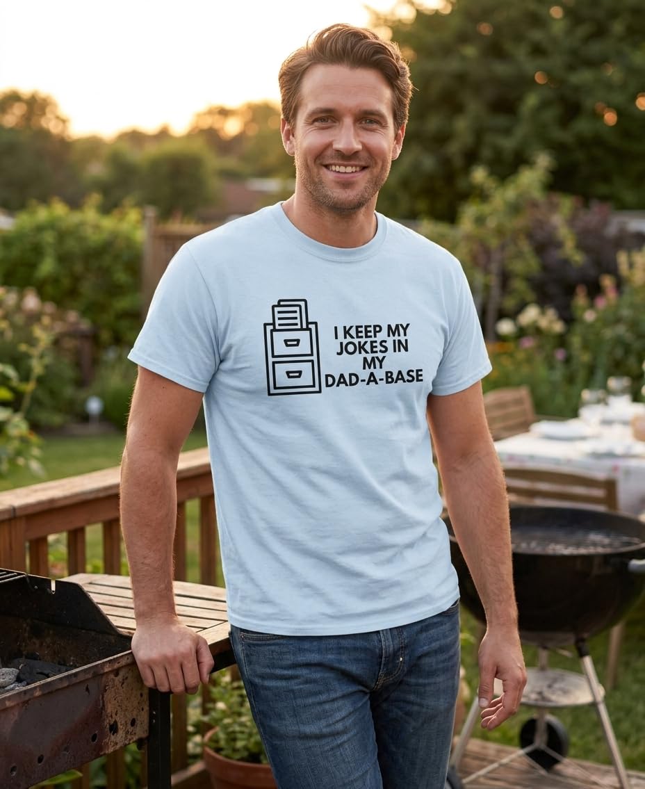 I Keep My Jokes in My Dad-A-Base — Light Blue T-Shirt — lifestyle 2