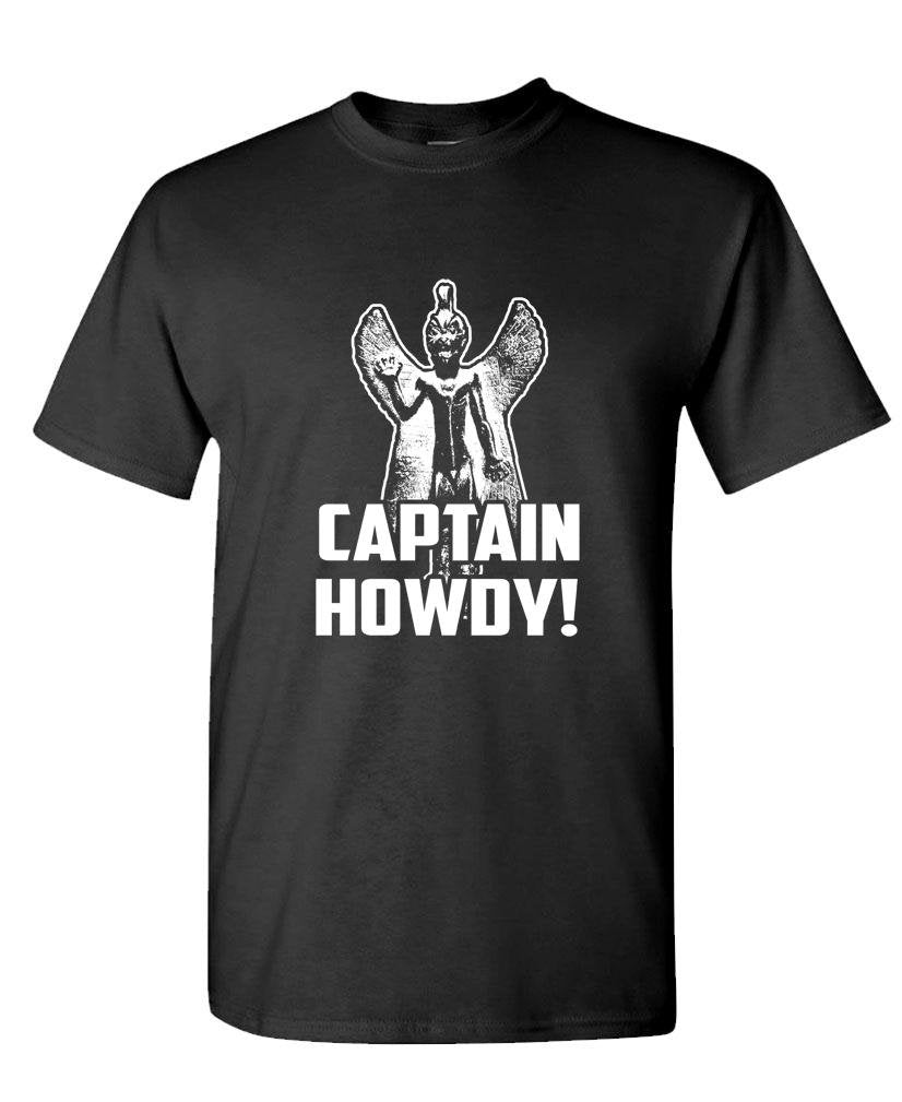Captain Howdy Winged Figure — Black T-Shirt — front