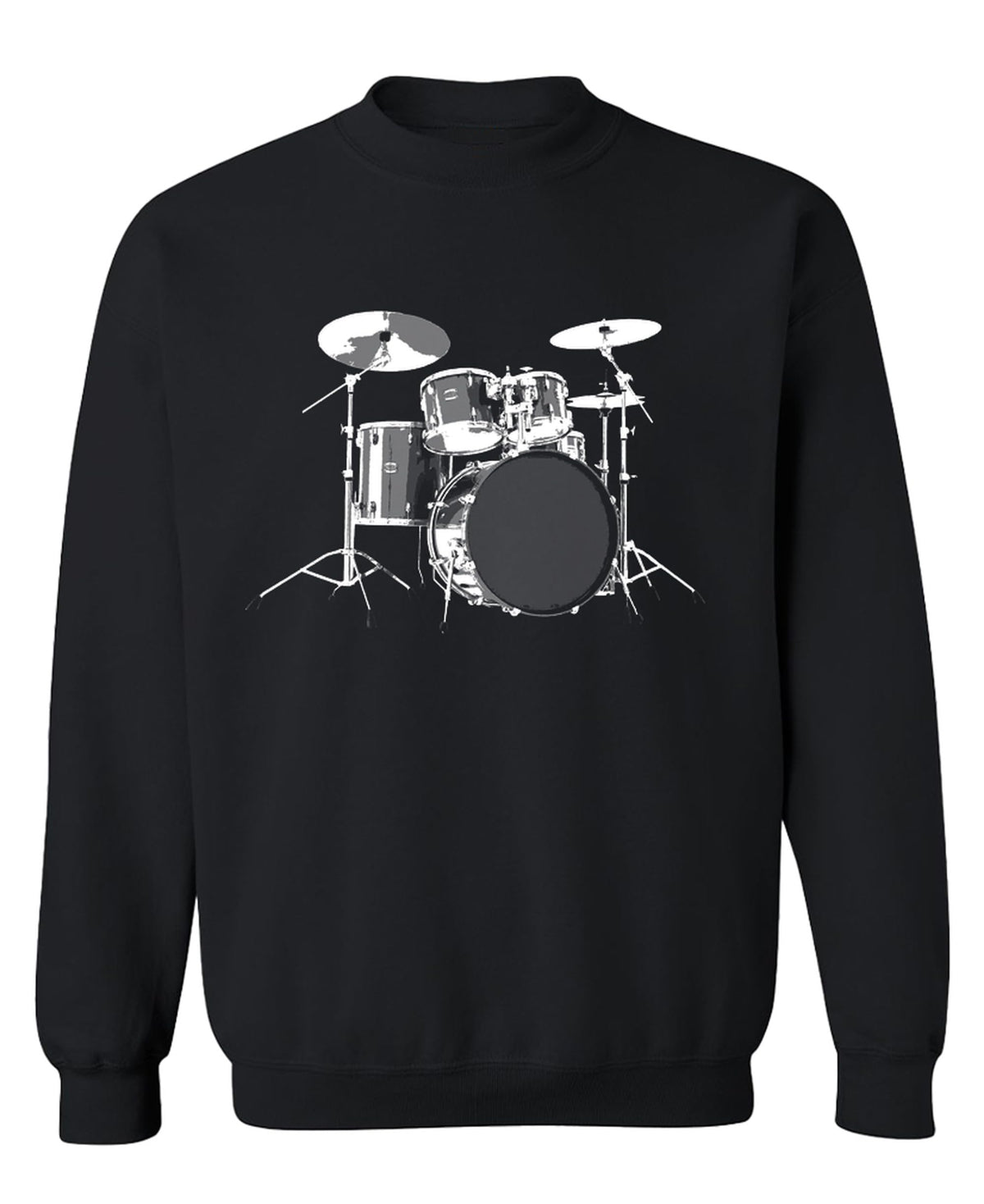 Drum Kit Illustration — Black Sweatshirt — front