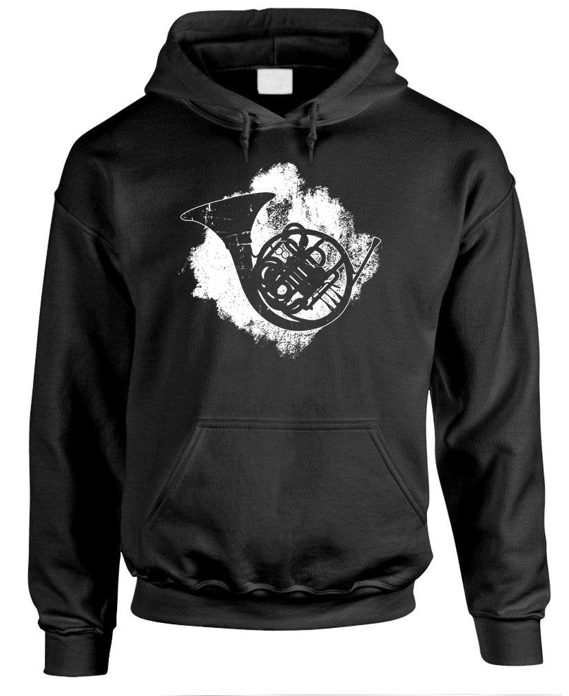 French Horn — Black Hoodie — front