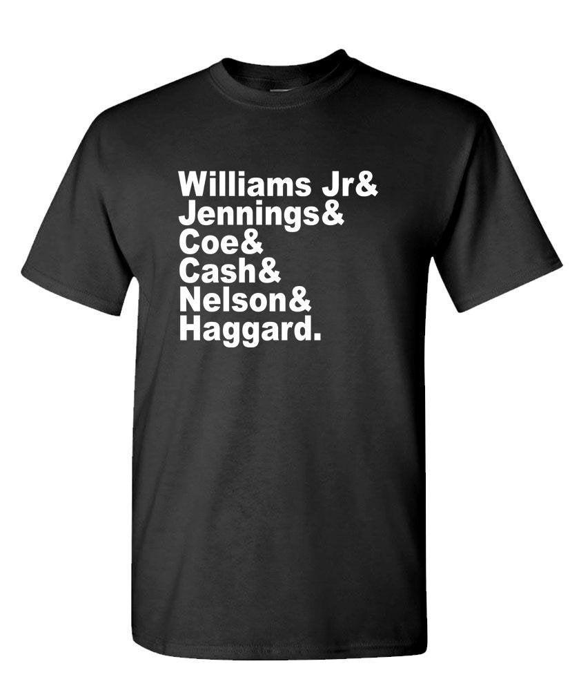 Outlaw Country Names — Black T-Shirt — front