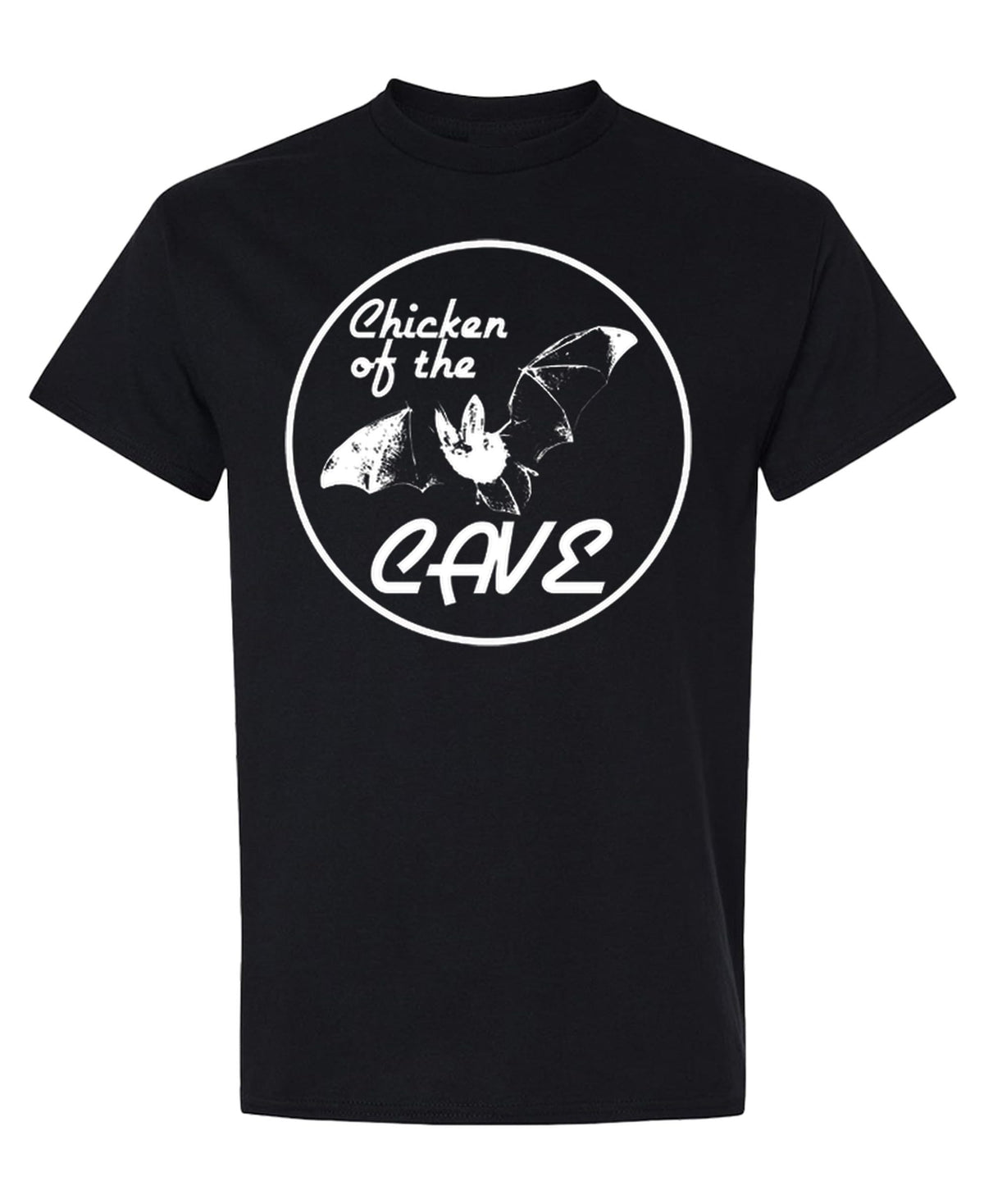 Chicken of the Cave — Black T-Shirt — front