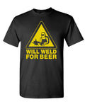 Will Weld for Beer — Black T-Shirt — front