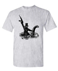 Bigfoot Riding a Lake Monster — Ash T-Shirt — front